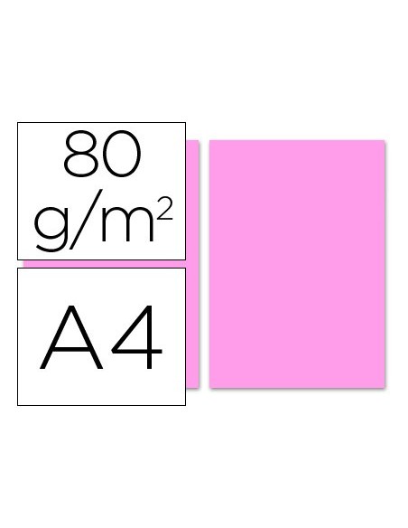 Papel color liderpapel a4 80gr rosa paquete de...