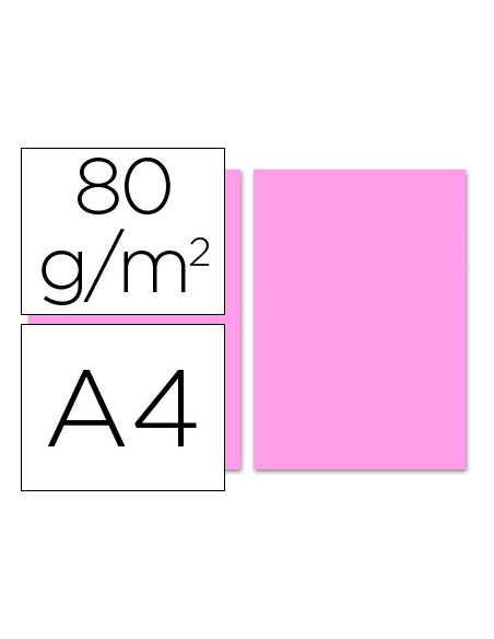 Papel color liderpapel a4 80gr rosa paquete de 100 hojas