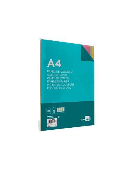 Papel color liderpapel a4 80gr 4 colores...
