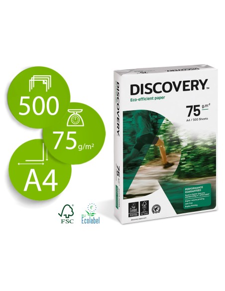 Papel fotocopiadora discovery din a4 75 gramos papel multiuso ink-jet y laser paquete de 500 hojas