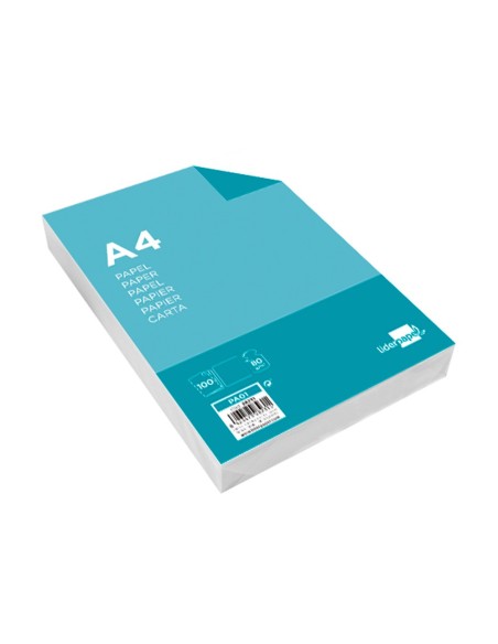 Papel liderpapel a4 80g/m2 liso paquete de 100...