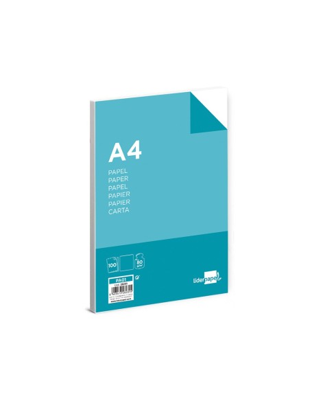 Papel liderpapel a4 80g/m2 liso paquete de 100...