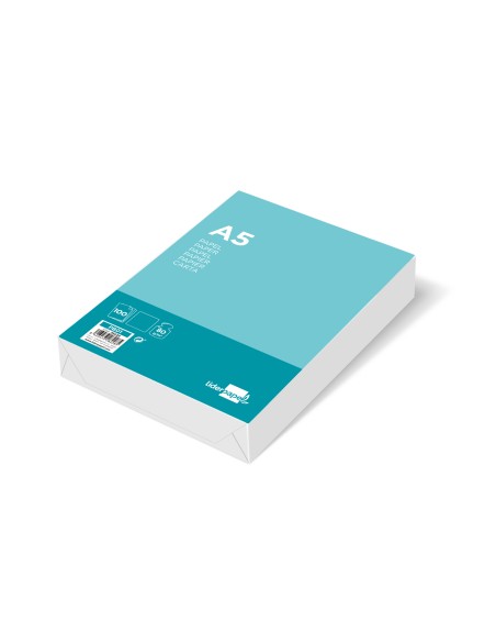Papel liderpapel a5 80g/m2 liso paquete de 100 hojas