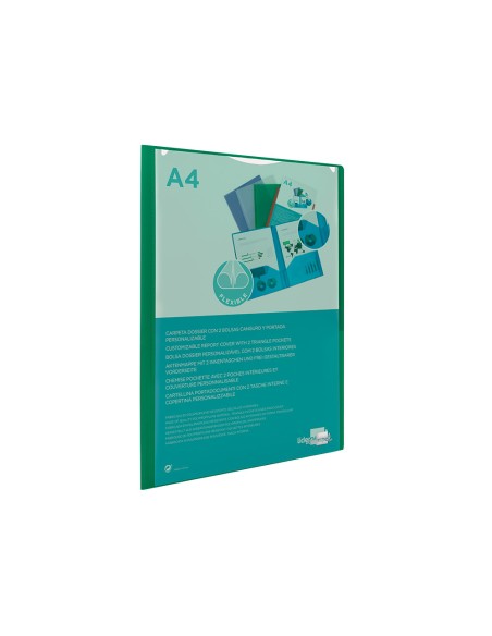 Carpeta liderpapel dossier dos bolsas canguro 45683 polipropileno din a4 verde