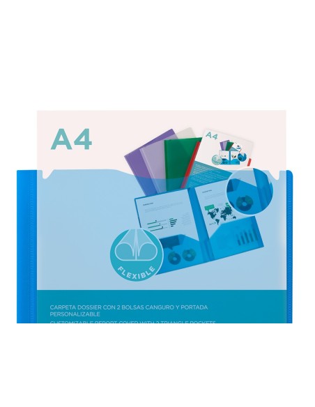 Carpeta liderpapel dossier dos bolsas canguro...