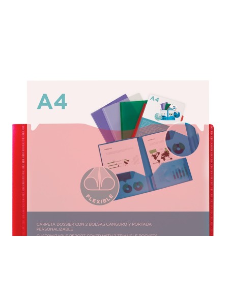 Carpeta liderpapel dossier dos bolsas canguro...