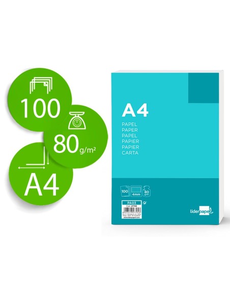 Papel liderpapel a4 80g/m2 sin taladros cuadro...