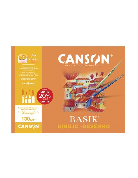 Papel dibujo basik 240x320 din a4 + 130 gr con...