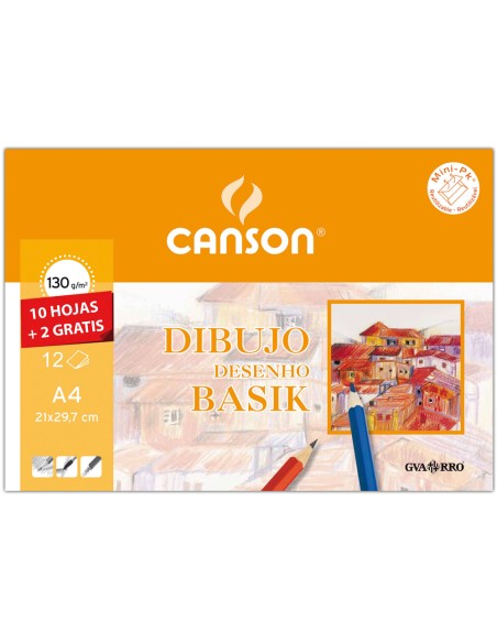 Papel dibujo basik 240x320 din a4 + 130 gr con recuadro minipack de 10 hojas
