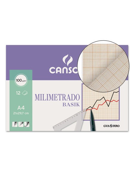 Papel milimetrado guarro 210x297 mm minipack de 12 hojas