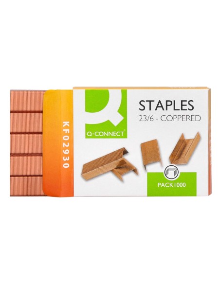 Grapas q-connect nº 23/6 cobreadas caja de 1000...