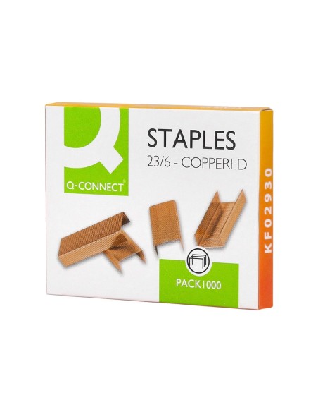 Grapas q-connect nº 23/6 cobreadas caja de 1000...