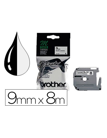 Cinta brother mk-221 blanco-negro 9mm longitud...