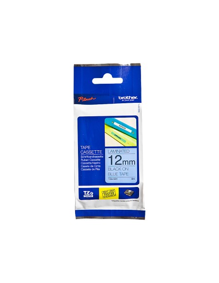 Cinta brother tze531 azul-negro 12mm longitud 8 mt