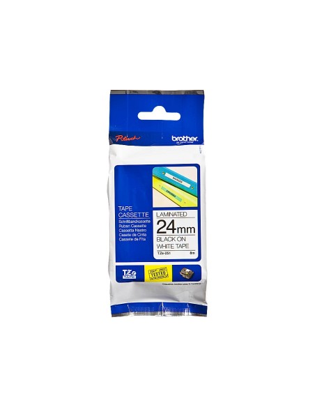 Cinta brother tze-251 blanco-negro 24mm...