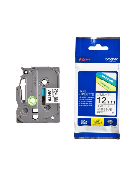 Cinta brother tze-231 blanco-negro 12mm...