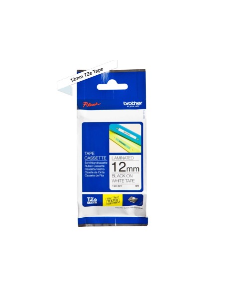 Cinta brother tze-231 blanco-negro 12mm...