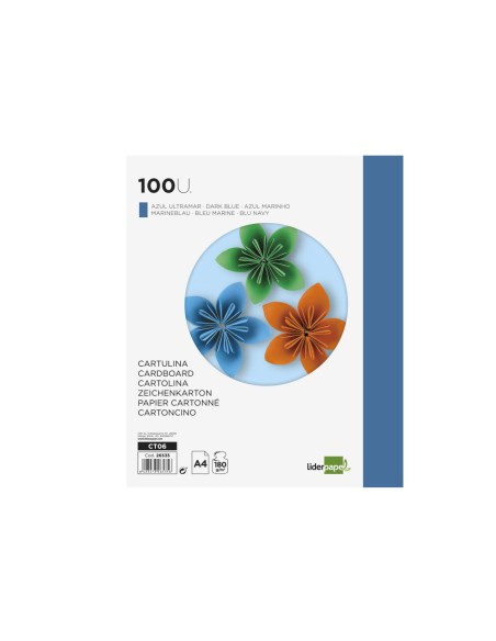 Cartulina liderpapel a4 180g/m2 azul ultramar...