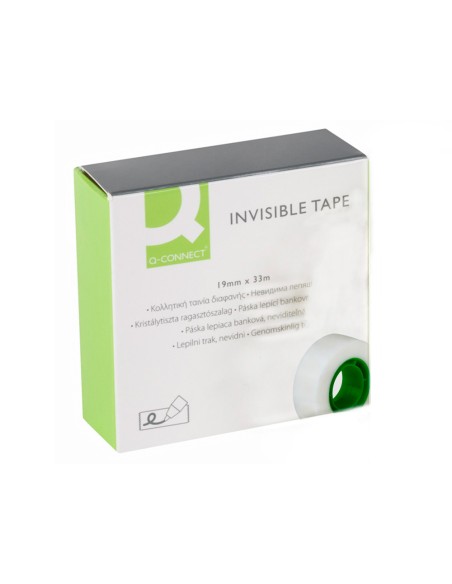 Cinta adhesiva q-connect invisible 33 mt x 19 mm