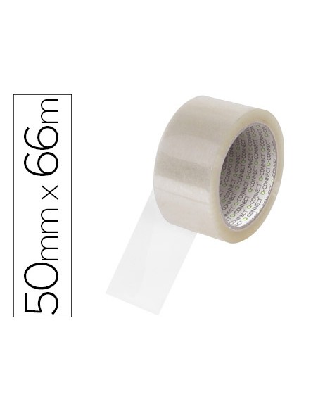 Cinta adhesiva q-connect polipropileno transparente 66 mt x 50 mm para embalaje