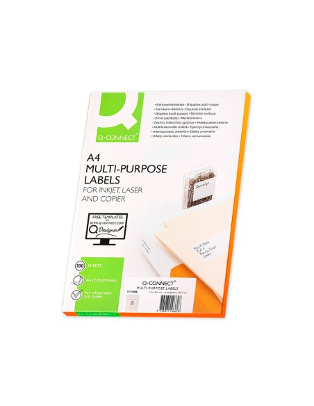 Etiqueta adhesiva q-connect kf01588 tamaño 99,1x67,7 mm fotocopiadora laser ink-jet caja con 100 hojas din a4