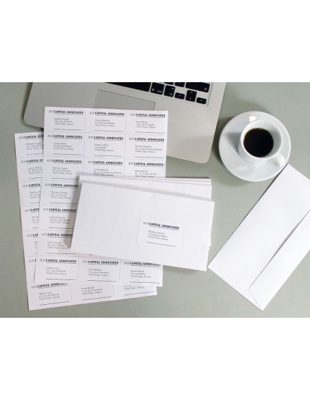 Etiqueta adhesiva q-connect kf01583 tamaño 66x46,6 mm fotocopiadora laser ink-jet caja con 100 hojas din a4