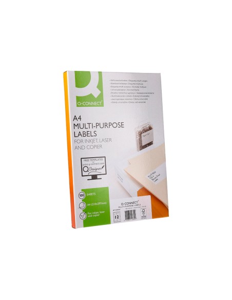 Etiqueta adhesiva q-connect kf10652 tamaño 96,5x42,3 mm fotocopiadora laser ink-jet caja con 100 hojas din a4