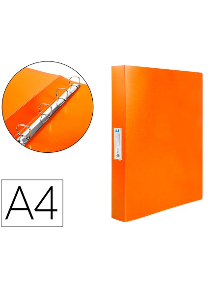Carpeta liderpapel 4 anillas 25 mm mixtas 43431 polipropileno din a4 naranja serie frosty