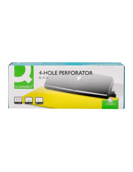 Taladrador q-connect kf01238 negro 4 taladros abertura 1,6 mm capacidad 16 hojas