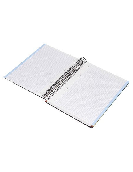 Cuaderno espiral liderpapel a5 micro papercoat tapa forrada 140h 75 gr cuadro5mm 5 bandas 6 taladros negro