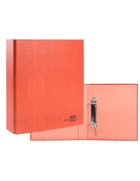 Carpeta de 2 anillas 40mm mixtas liderpapel folio carton cuero forrado compresor plastico