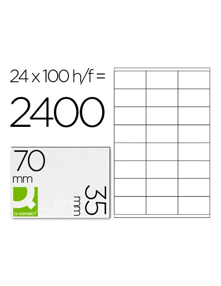 Etiqueta adhesiva q-connect kf10645 -tamaño 70x35 mm fotocopiadora laser ink-jet caja con 100 hojas din a4