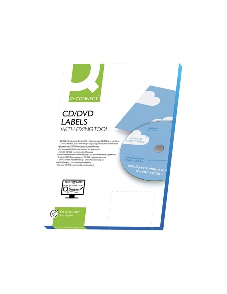 Etiqueta adhesiva q-connect kf01579 -tamaño cd-rom -fotocopiadora -laser -ink-jet-caja con 25 h/50 etiquetas