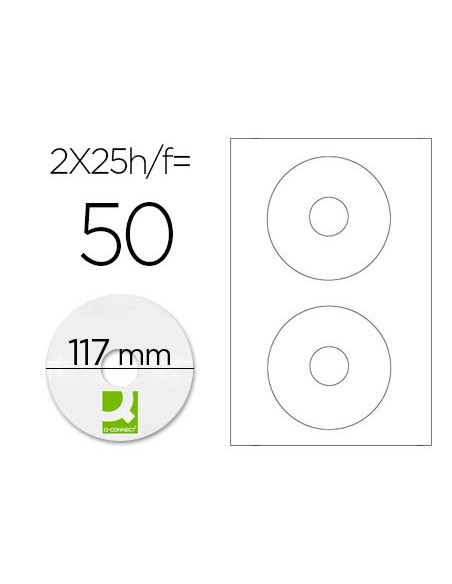 Etiqueta adhesiva q-connect kf01579 -tamaño cd-rom -fotocopiadora -laser -ink-jet-caja con 25 h/50 etiquetas