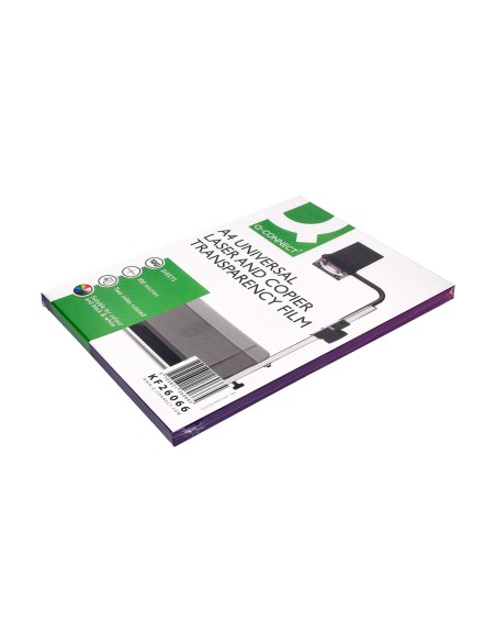 Transparencia q-connect din a4 kf26066 para fotocopiadora tratada dos caras caja de 100 hojas