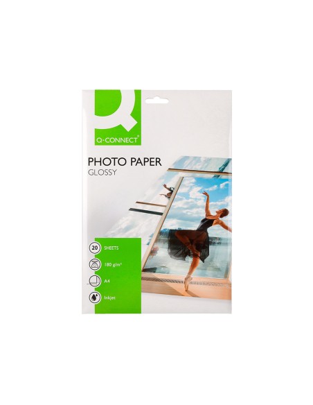 Papel q-connect foto glossy kf01103 din a4 digital photo para ink-jet bolsa de 20 hojas de 180 gr