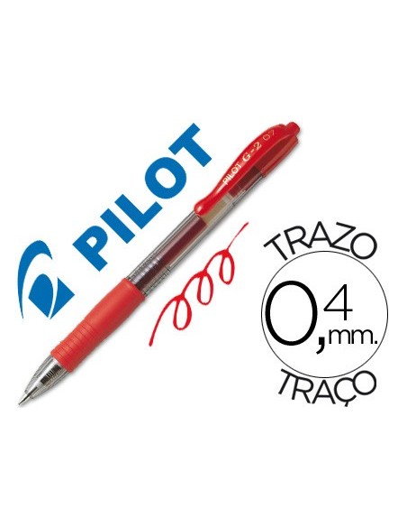 Boligrafo pilot g-2 rojo tinta gel retractil...