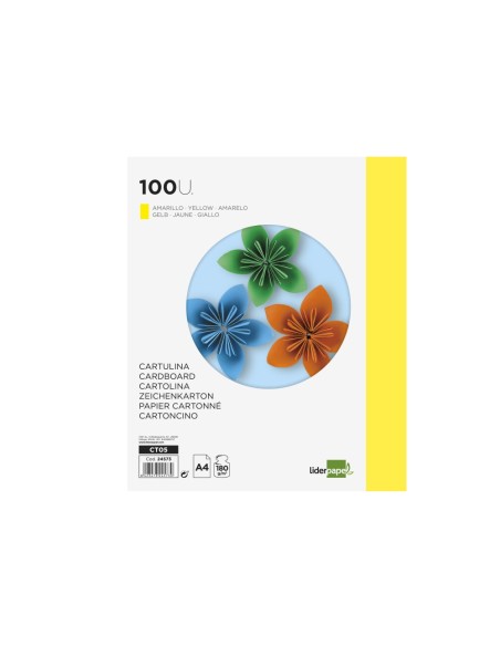Cartulina liderpapel a4 180g/m2 amarillo...