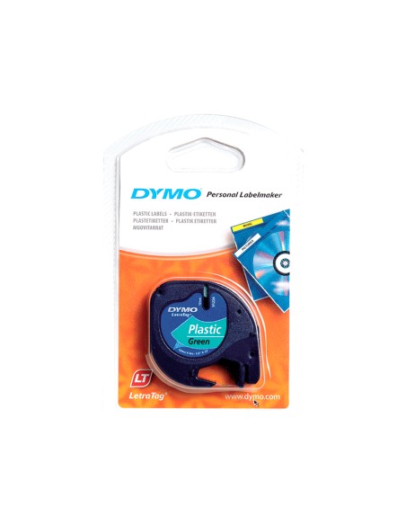 Cinta dymo 12mmx4mt -negro/verde acido para maquina letratag