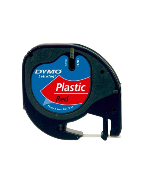 Cinta dymo 12mmx4mt -negro/rojo para maquina letratag