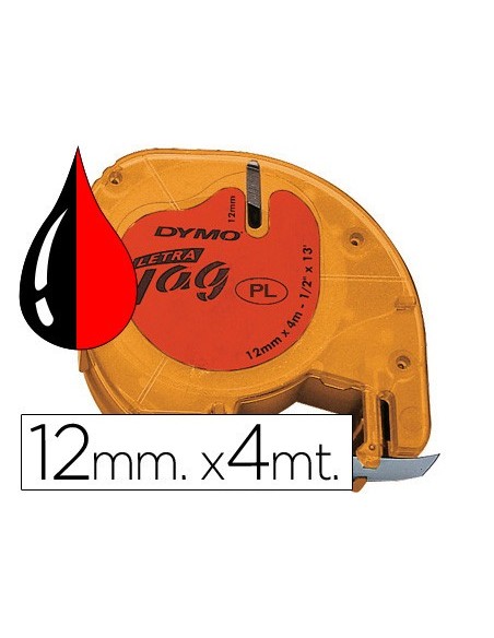 Cinta dymo 12mmx4mt -negro/rojo para maquina...