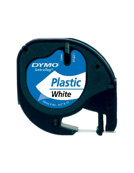 Cinta dymo plastico 12mmx4mt negro/blanco perla...