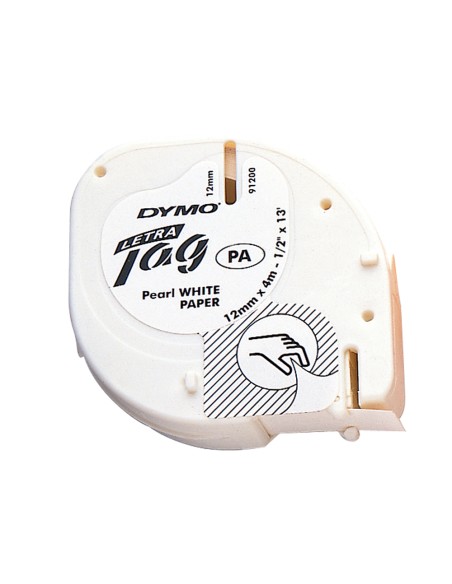 Cinta dymo papel 12mmx4mt negro/blanco para letratag