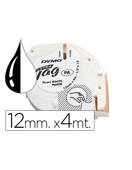 Cinta dymo papel 12mmx4mt negro/blanco para...