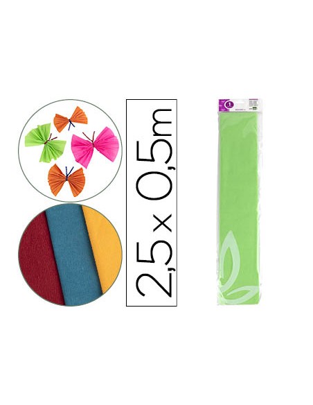 Papel crespon liderpapel 50 cm x 2.5m 34g/m2 verde claro