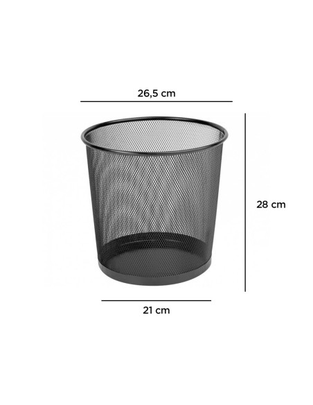 Papelera metalica q-connect rejilla negra...