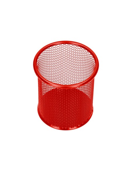 Cubilete portalapices q-connect rojo metal...