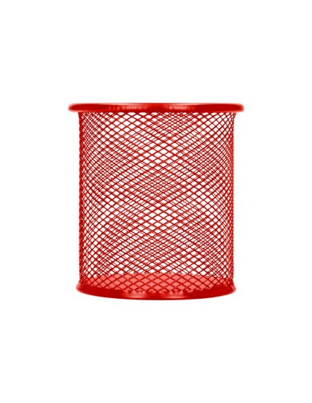 Cubilete portalapices q-connect rojo metal...