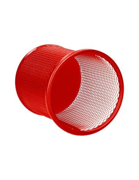 Cubilete portalapices q-connect rojo metal...