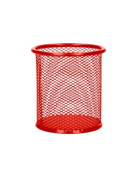 Cubilete portalapices q-connect rojo metal...